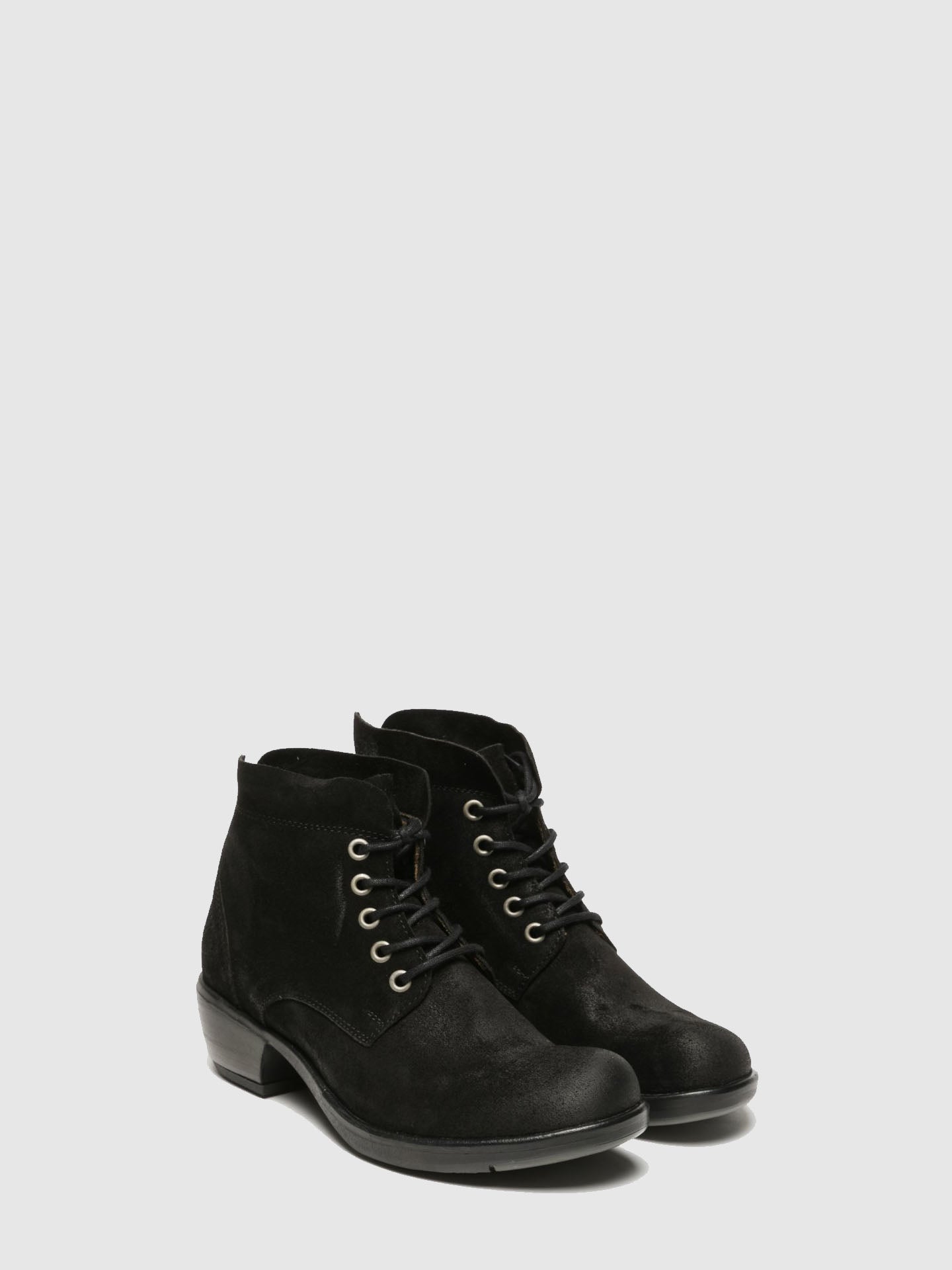 Fly London Black Lace-up Ankle Boots